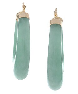 14k Gold Jade Horseshoe Hoop Earring