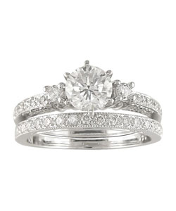 14k White Gold 1-1/2 ct TDW Round Diamond Bridal Ring
