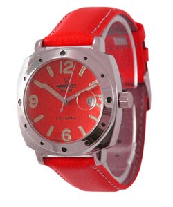 Helbros Men's Colorama Red Dial Strap Watch