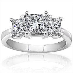 14k White Gold 2ct TDW Diamond 3-stone Ring