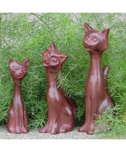 Aluminum Cat Family Outdoor Statues (Set of 3)
