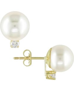 14k White Gold Cultured Pearl Earrings  (Set of 3)
