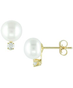 14k Yellow Gold Freshwater Pearl Earrings  (Set of 3)