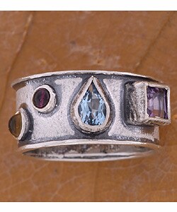 Silver Snowflake Gemstone Ring (Israel)