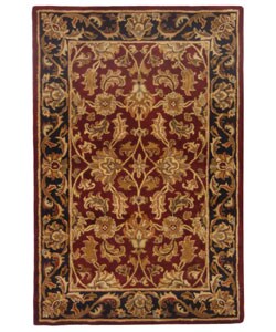 Handmade Heritage Kashan Burgundy/ Black Wool Rug (5' x 8')