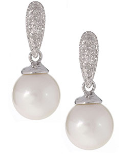 Akoya Cultured Pearl Milligrain Diamond Earrings