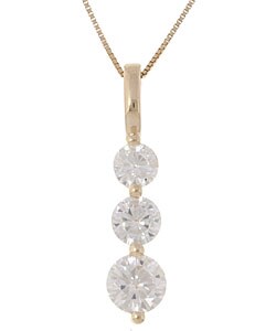 14k Yellow Gold 3-stone Moissanite Necklace