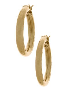 14k Yellow Gold Satin Hoop Earrings