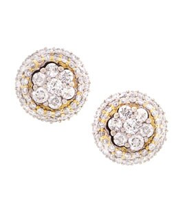 14k Two-tone Gold 1ct TDW Diamond Pave Cluster Earrings (G-H, I2)
