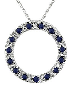 10k White Gold Diamond Sapphire Pendant