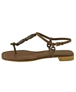 Women's Flat Leather T-strap Sandals - Overstock Shopping - Top Rated ...