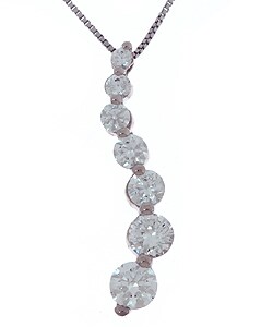 14k White Gold 1ct TDW Diamond Journey Necklace (G-H, I2)