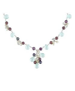 New York Pearls Silver Topaz New York Pearls Cultured FW Pearl Necklace