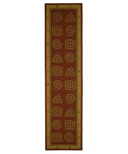 Hand-hooked Geo Rust Wool Runner (2'6 x 10')