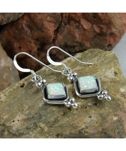 Handcrafted White Opal Earrings (India)