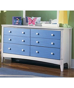 Blanca White & Blue 6-drawer Dresser