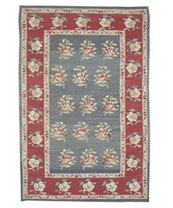 Hand-woven Mongol Kilim Green Wool Rug (5'6 x 8'6)