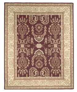 Hand-hooked 16th Century Plum Wool Rug (8' Round)