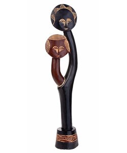 Hand-carved Akuaba Parent and Child Sculpture (Ghana)