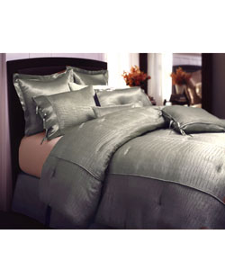 Pebbled Satin Blue Queen Size Duvet Cover Set
