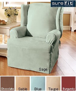Sure Fit Smooth Suede Wing Chair Slipcover
