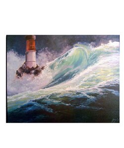 Gianola Lighthouse in a Storm Canvas Art Print