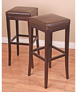 Kari Dark Brown Leather Bar Stools (Set of 2)