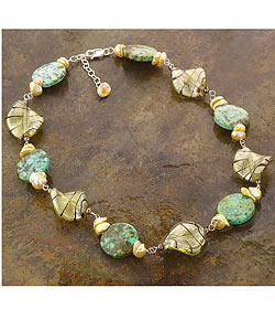African Turquoise Keshi Pearl Glass Necklace (USA)
