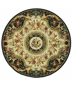 Hand-hooked Fruit Harvest Black Wool Rug (5'6 Round)