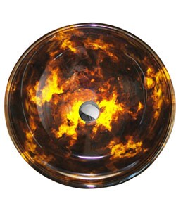 Vigo Brown and Gold Fusion Tempered Glass Vessel Sink