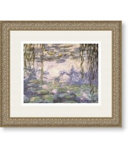 Monet Water Lilies & Willow Branches Framed Art Print