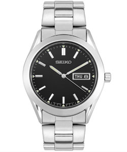 Seiko Men's Black Dial Stainless Steel Watch