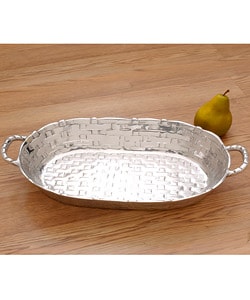 Handmade 'Basket-weave Oval' Pewter Serving Bowl (Mexico) | Overstock.com