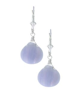 Charming Life Blue Lace Agate Gemstone Briolette Earrings