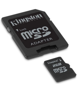 Kingston 2GB Micro SD Memory Card w/ SD Adapter