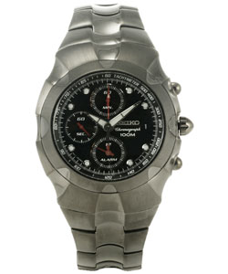 Seiko Mens Black Chronograph Titanium Watch