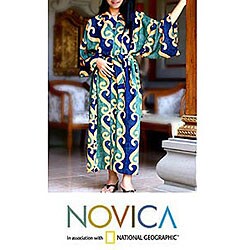 Women's Jungle Waves Batik Robe (Indonesia)