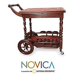 Mahogany and Leather Classic Rolling Bar (Peru)