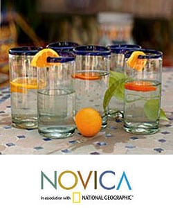 Cobalt Kiss 6-piece Drinking Glass Set (Mexico)