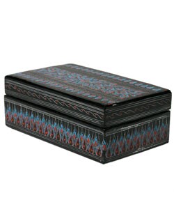 Handmade Floral Etched Lacquer Jewelry Box