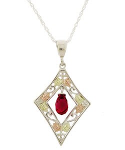 Black Hills Gold and Created Ruby Necklace