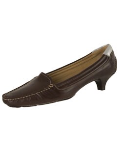 Prada Sport Brown Leather Kitten Heel Loafers