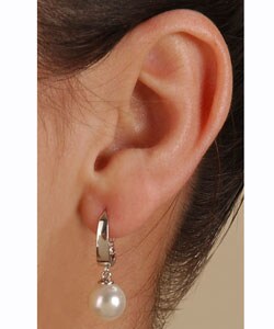 14k White Gold Cultured Akoya Leverback Earrings