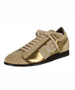 Dolce & Gabbana Beige Suede Logo Sneakers