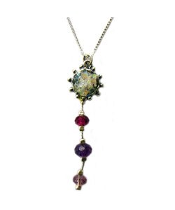 Roman Glass Necklace w/ Amethyst (Israel)