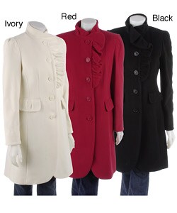 Jessica Simpson Ruffled Wool Pant Coat