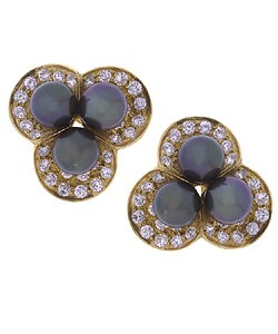 18k Gold 3ct TDW Diamond & Pearls Petal Earrings (G, VS1)