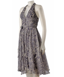 BCBG Max Azria Victorian Floral Halter Dress