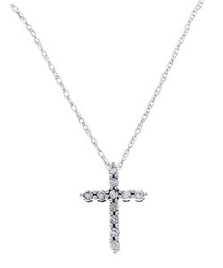 14k White Gold 1/10ct TDW Diamond Cross