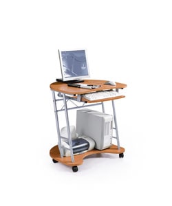 Two-Tier Half Oval Desk with Wheels